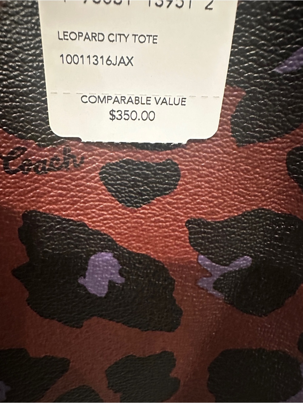 Coach City Tote Burgundy Leopard Print Tote Bag NWT - Picture 11 of 11